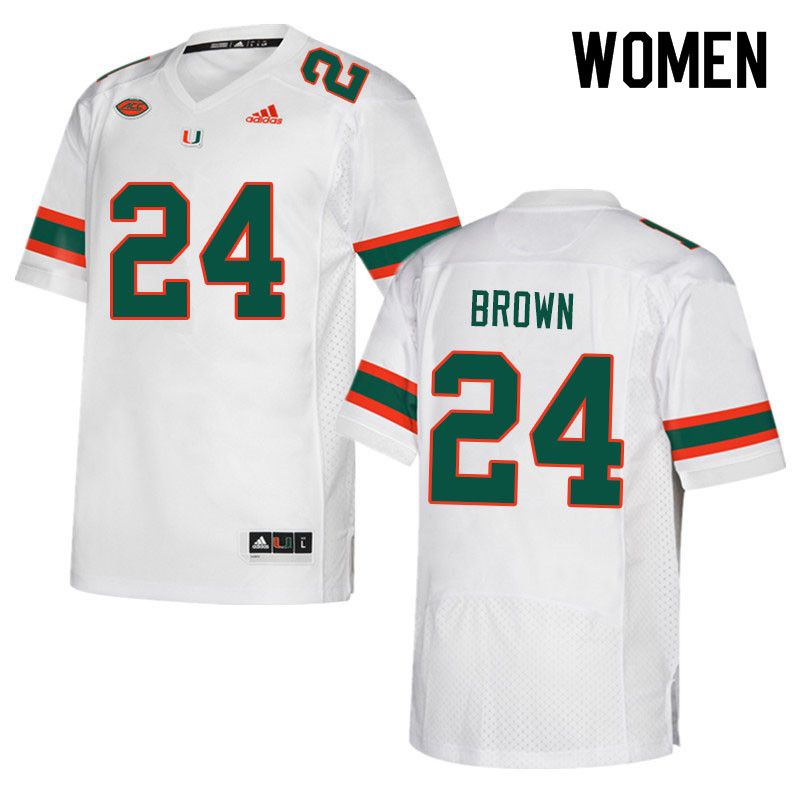 Women #24 Cody Brown Miami Hurricanes College Football Jerseys Sale-White